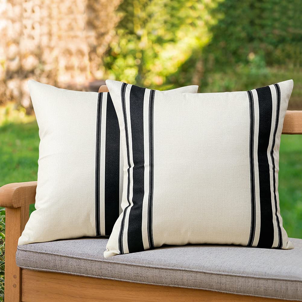 Otostar Pack Of 2 Outdoor Waterproof Decorative Pillow Covers 20X20 Inch Linen Geometry Pillowcases Cushion Case Garden Throw Pi