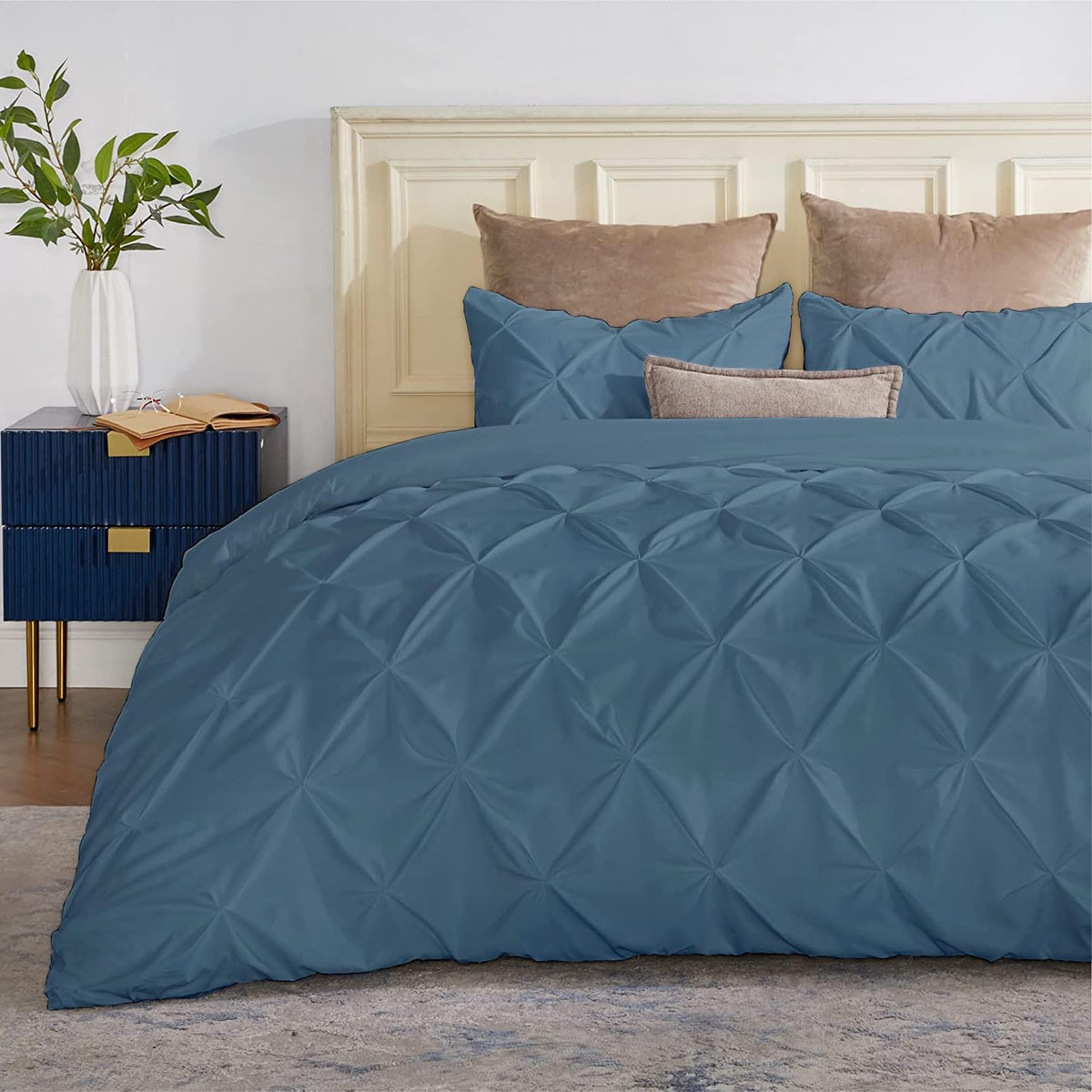 Sleep-Nest Pinch Duvet Cover Oversized King Plus 128X120 Premium 3 Piece 100% Cotton Extra Large, Zipper Closure 600 Tc Breathab