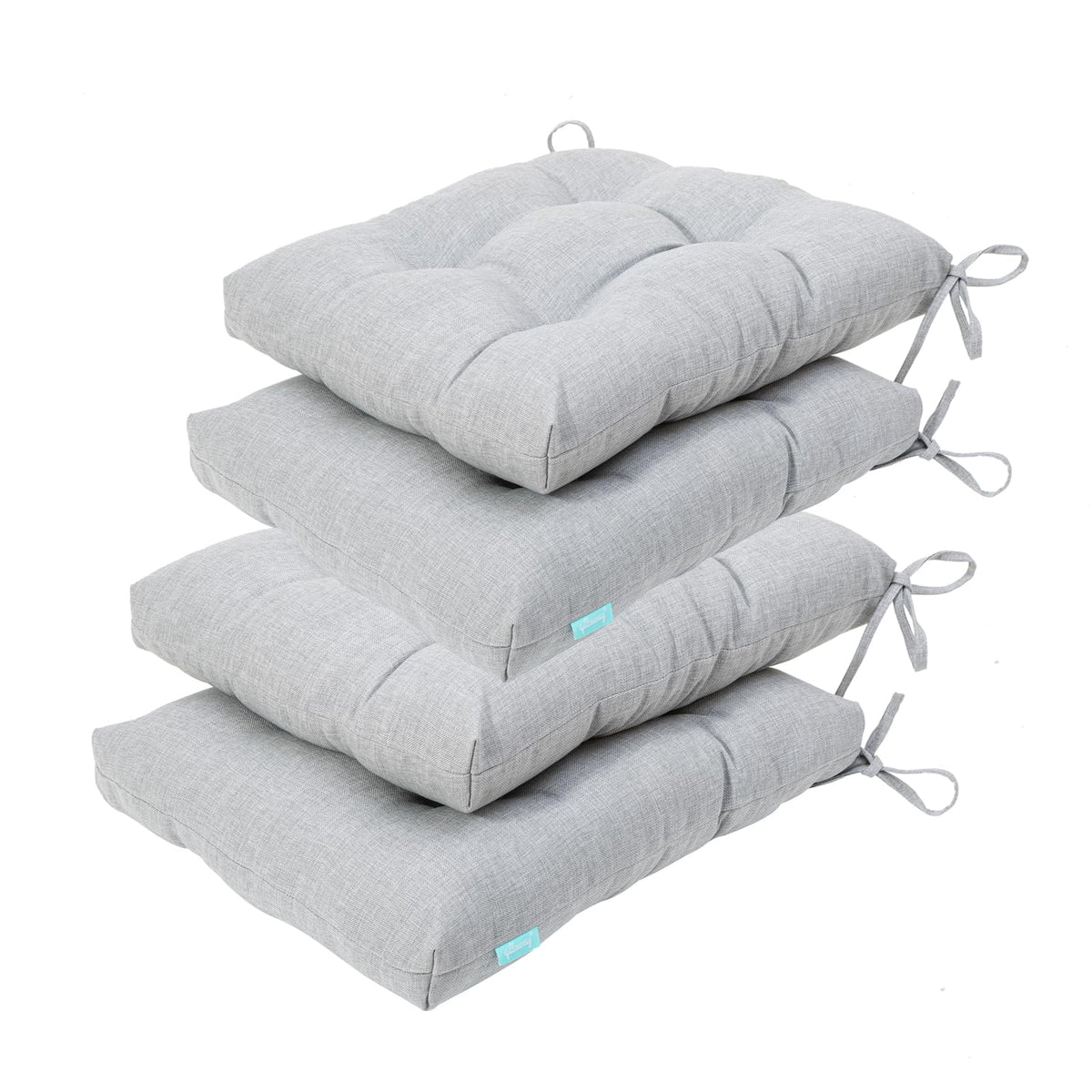 Qilloway Indoor/Outdoor Square Seat Patio Cushion - 19-Inches,Pack Of 4 (Silver/Grey)