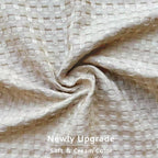 Miye Pleated Waffle Weave Bed Skirt, Tailored Dust Ruffle 14 Inch Drop Easy Fit, Machine Washable (Cream, Queen - 14'' Drop)