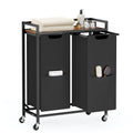VASAGLE Laundry Sorter, 29 Gal. (110 L) Laundry Hamper Basket with 2 Compartments, Rolling Cart with Wheels, Shelf, Removable Ba