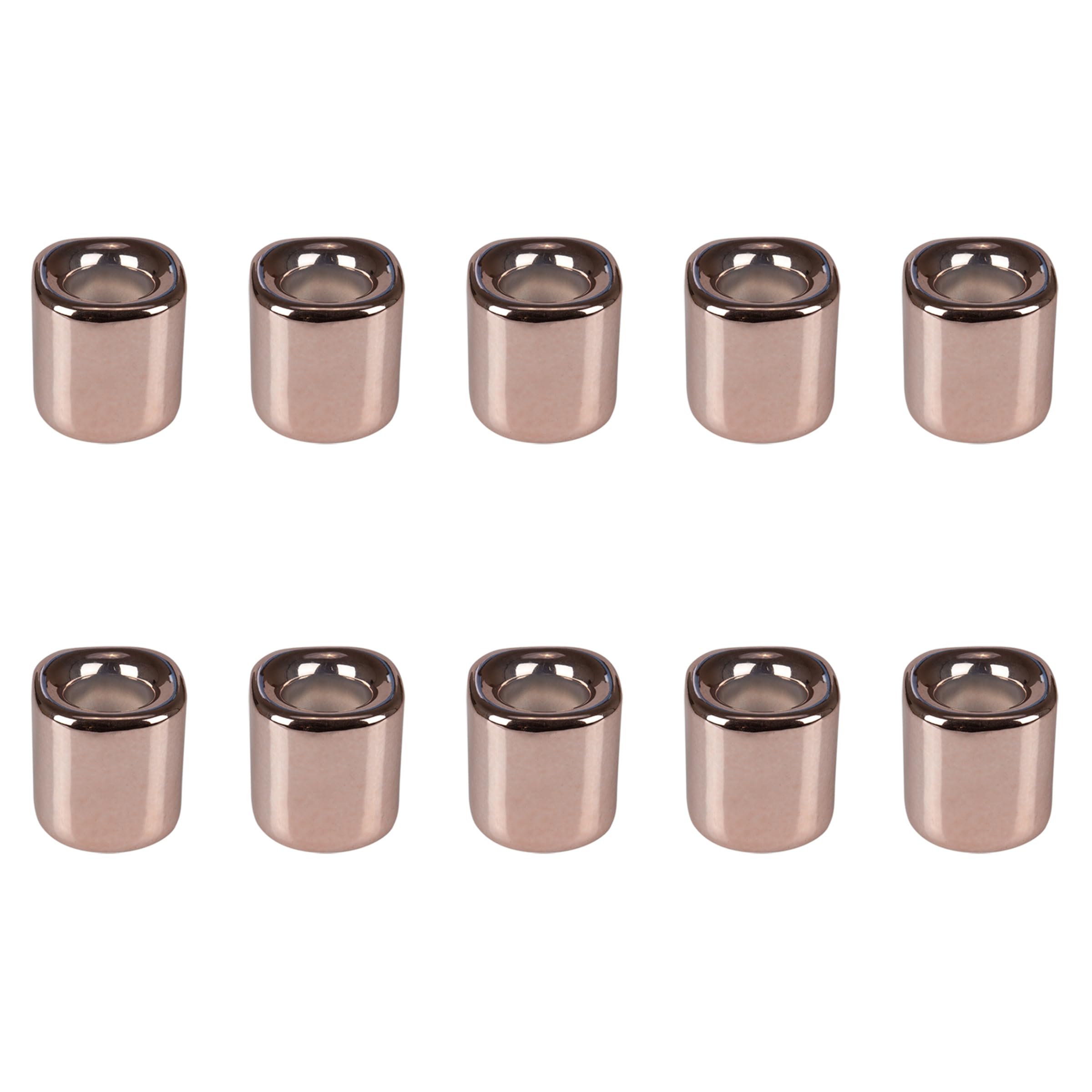 Mega Candles 10 pcs Rose Gold 1/2 Inch Diameter Ceramic Chime Ritual Spell Candle Holders, Great for Casting Chimes, Meditation,