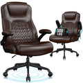 Flysky Executive Ergonomic Office Chair - Big And Tall Office Chair For Heavy People, Pu Leather, Lumbar Support, Flip-Up Armres