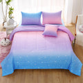 Jqinhome Full Girls Comforter Set,6 Piece Bed In A Bag 3D Purple Orange Glitter Bedding Set -All Season Microfiber Rainbow Beddi
