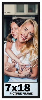 7x18 Frame Black Picture Frame - Complete Modern Photo Frame Includes UV Acrylic Shatter Guard Front, Acid Free Foam Backing Boa