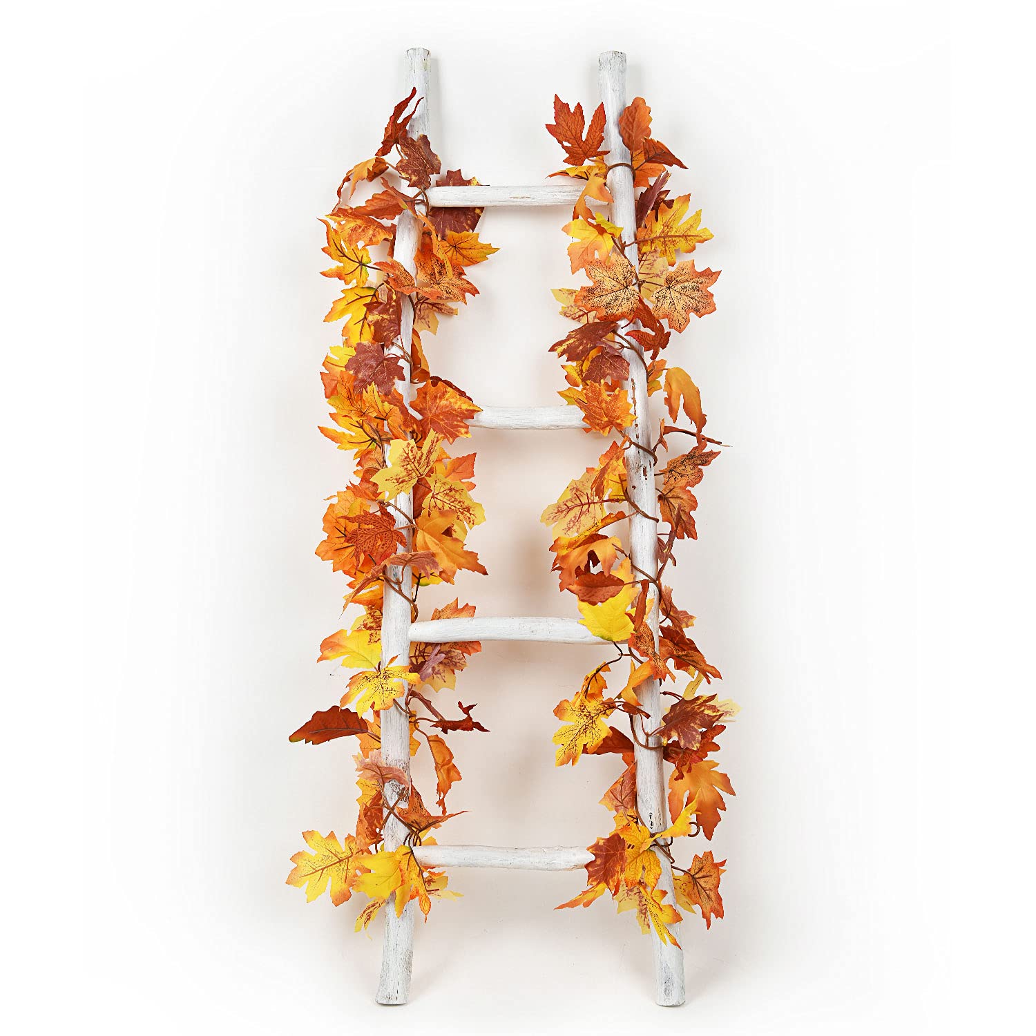 Lvydec 2 Pack Fall Garland - 5.9ft Artificial Maple Leaves in Yellow, Orange & Red for Home, Wedding, Halloween & Thanksgiving Decor