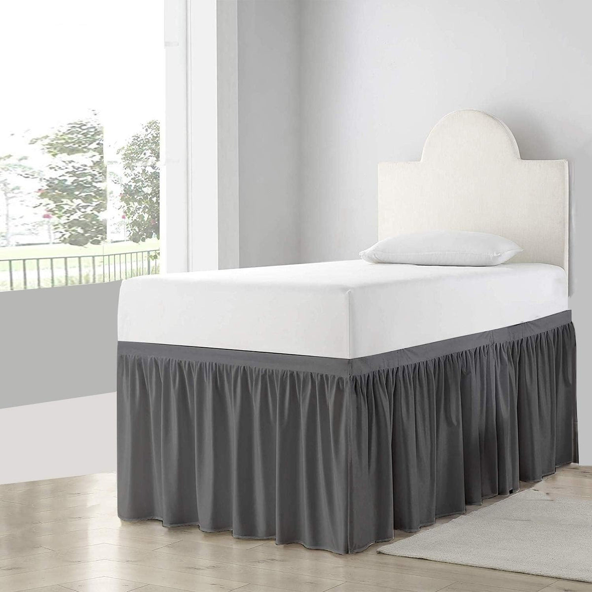 Cottingon,Dorm Room Bed Skirt,100% Microfiber,White Solid -Twin Xl/30' Drop