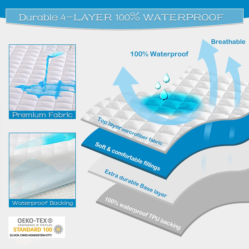 Grt Waterproof Sofa Bed Mattress Pad - 100% Waterproof Queen Sleeper Sofa Mattress Protector Quilted, Machine Washable Breathabl