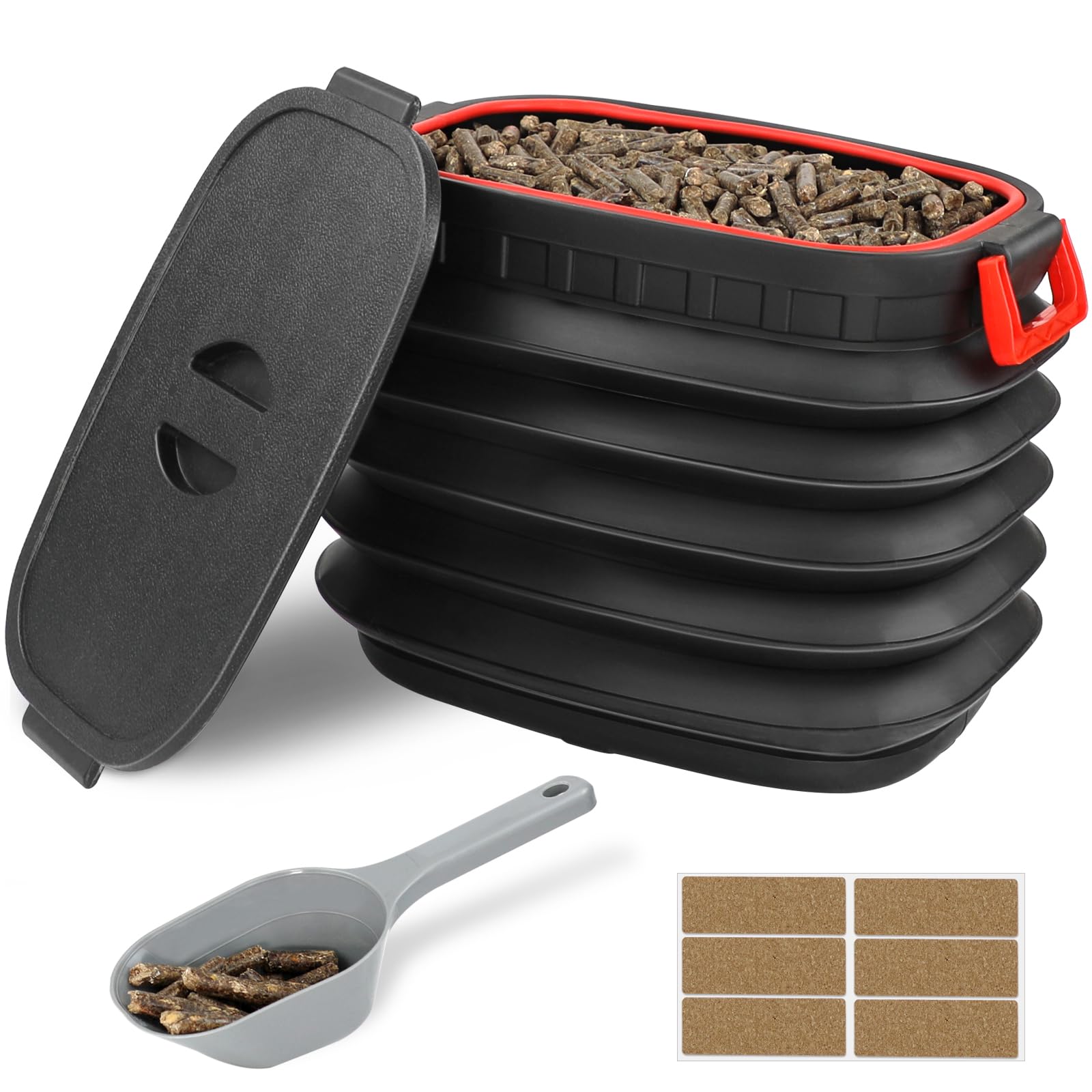 Tnntopele Wood Pellet Storage Containers With Scoop & Stickers Kit - Pellet Bin Pellet Bucket - Pellet Containers For Grill Pell