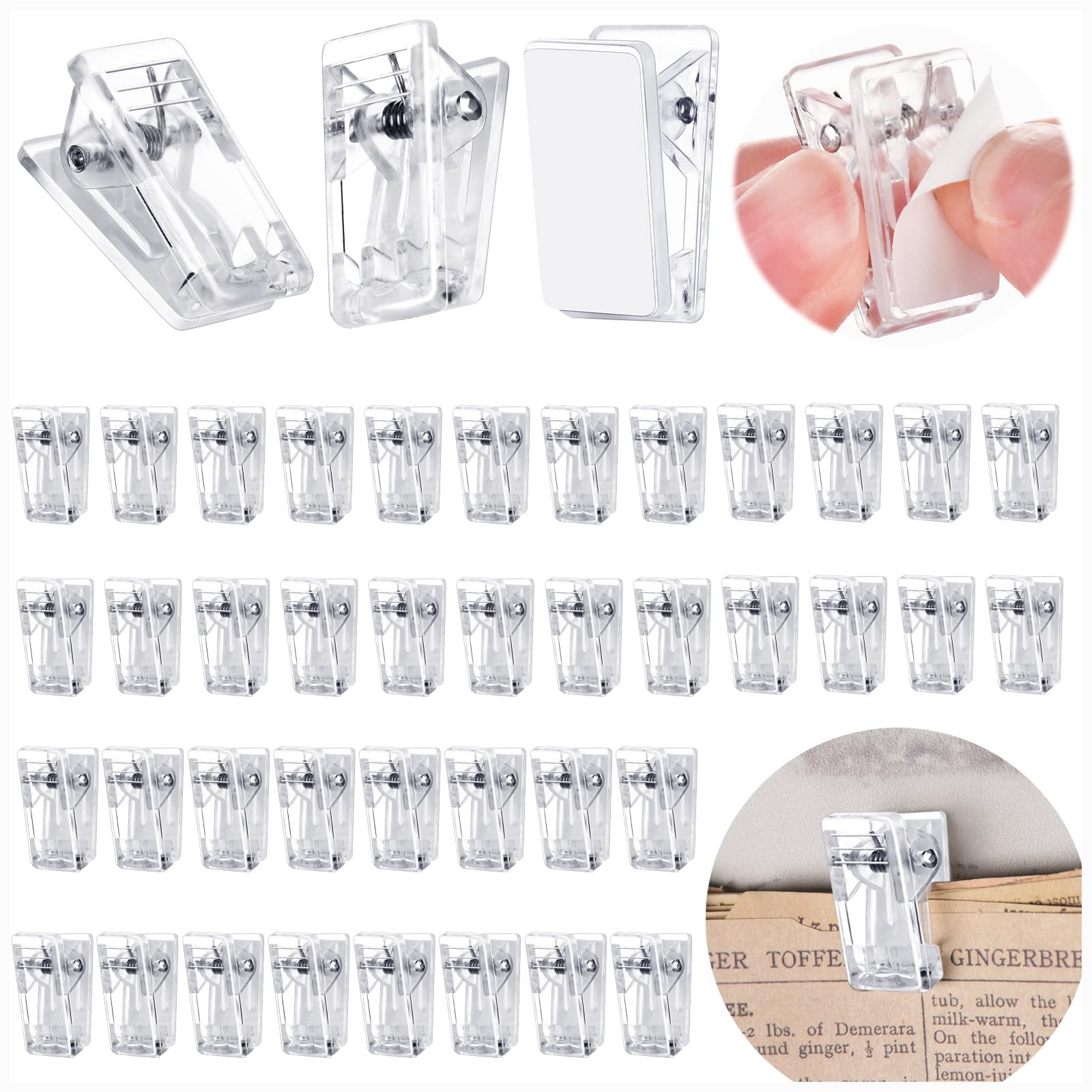Self Adhesive Clips, 100Pcs Plastic Tapestry Wall Hanging Clips For Office Home Decorations