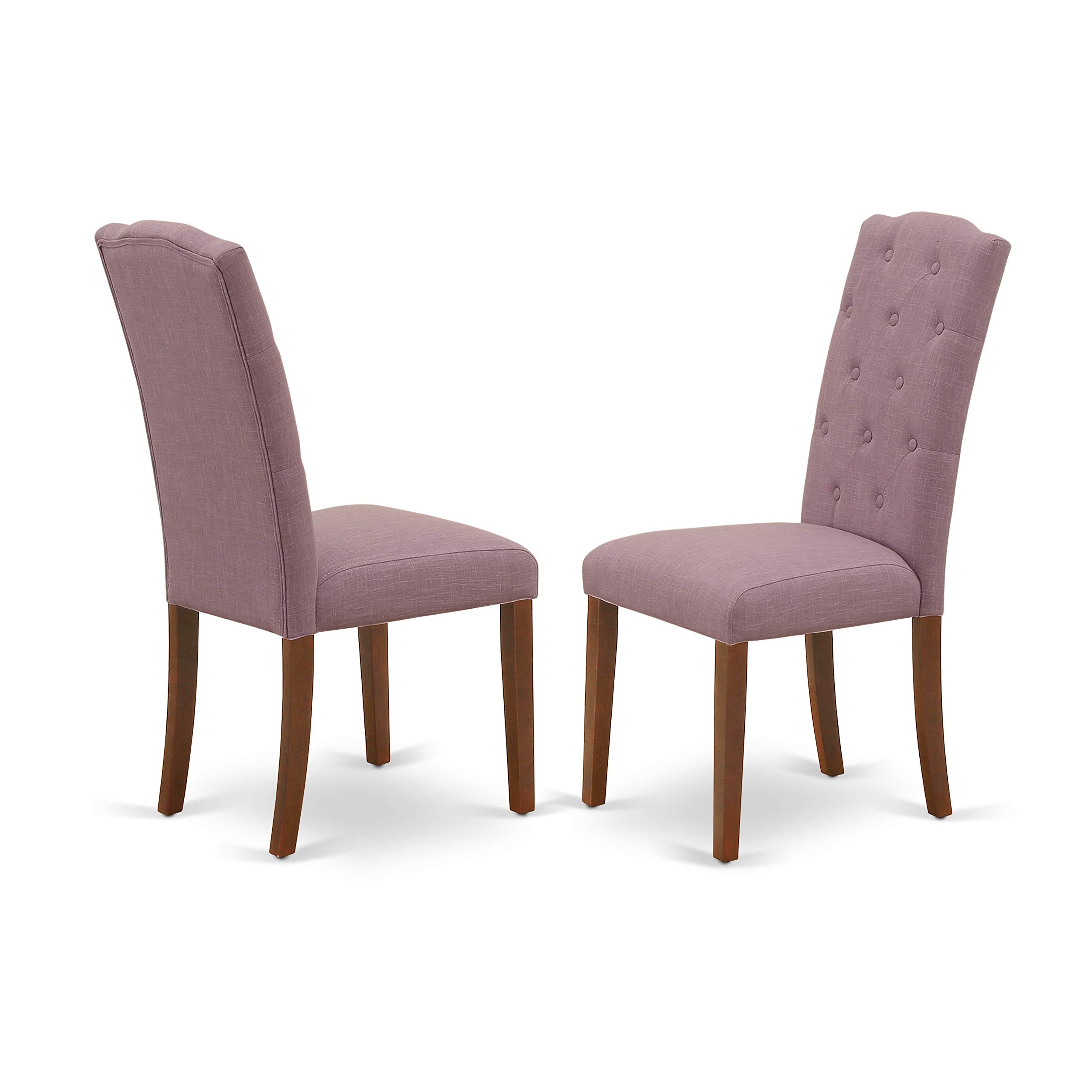 East West Furniture 1NDCE5-MAH-10 5 Piece Room Set Includes a Rectangle Kitchen Table with Dropleaf and 4 Dahlia Linen Fabric Parsons Dining Chairs, 30x48 Inch