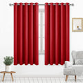 Dwcn Christmas Curtains 63 Inches Long, Red Blackout Curtains For Bedroom, Solid Grommet Living Room Curtains Extra Wide Curtain