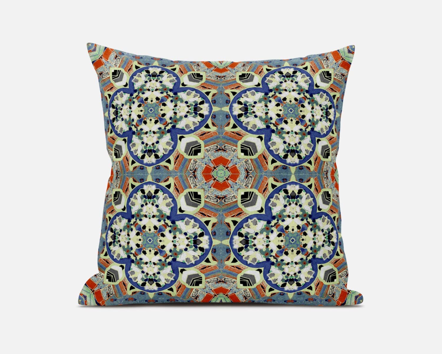 HomeRoots Blue Cream Orange Blue Cream Cloverleaf Boho Suede Throw Pillow