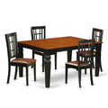 East West Furniture WENI5-BCH-LC 5 Piece Kitchen Table Set for 4 Includes a Rectangle Dining Table with Butterfly Leaf and 4 Faux Leather Dining Room Chairs, 42x60 Inch, Black & Cherry