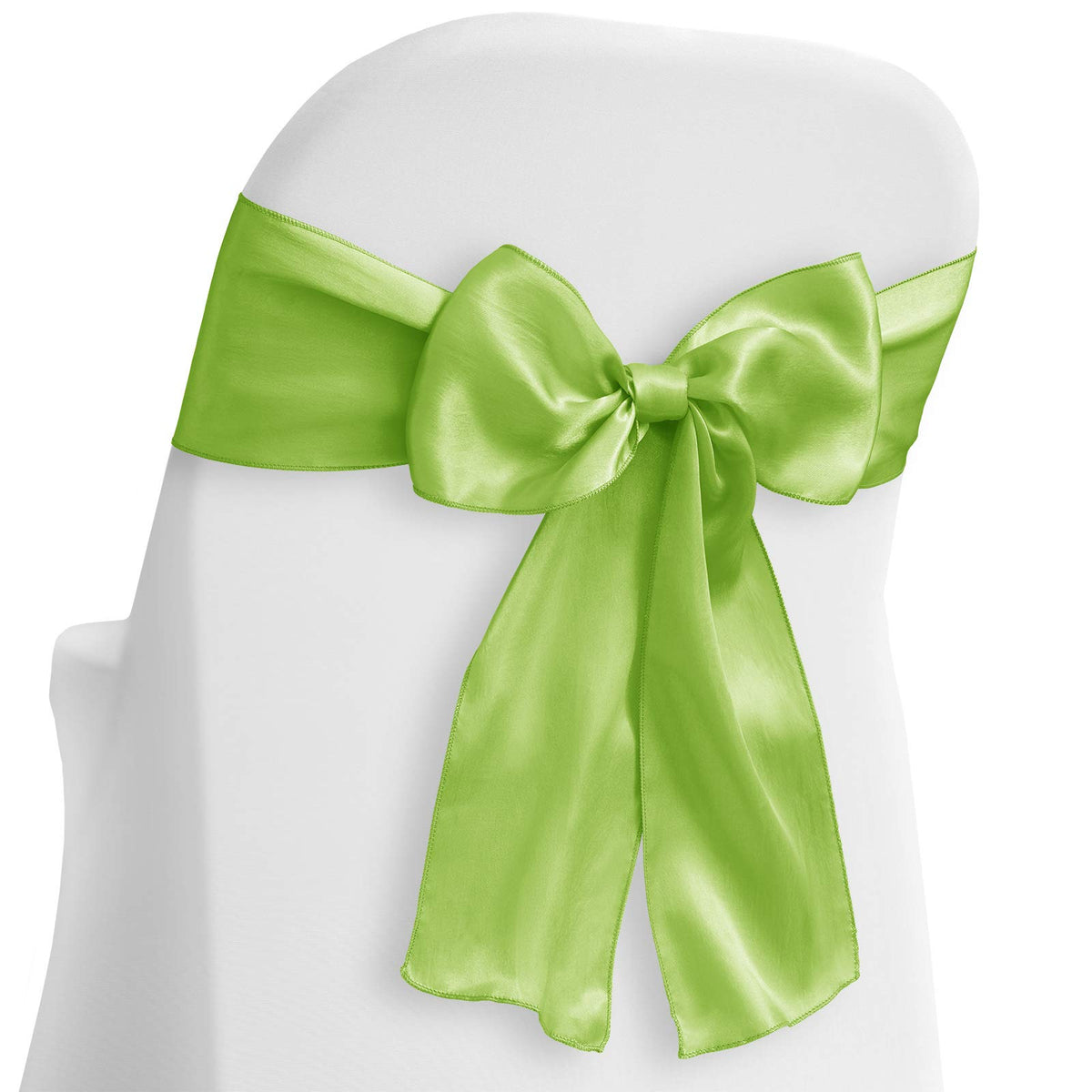 Lann'S Linens - 10 Elegant Satin Wedding/Party Chair Cover Sashes/Bows - Ribbon Tie Back Sash - Lime Green