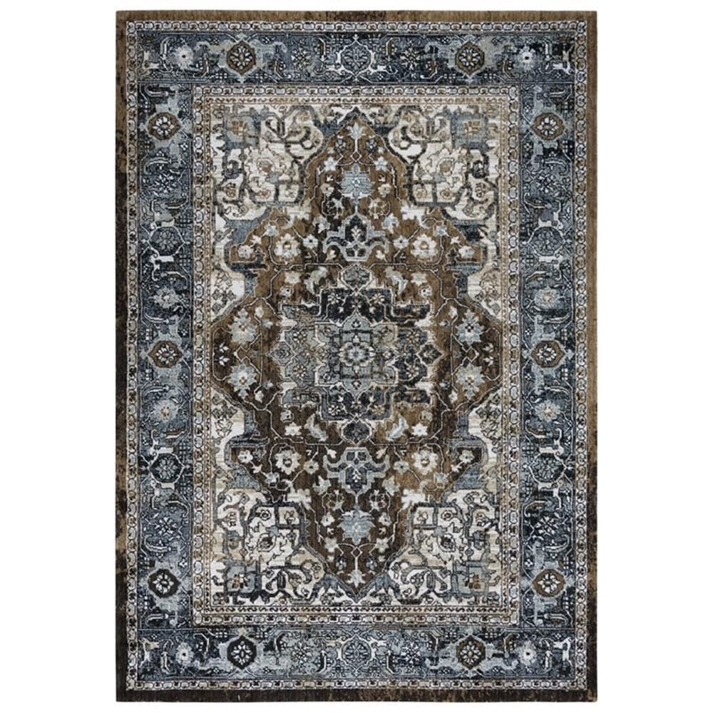 Elect 9' X 12' Abstract Multi/Blue/Brown Power-Loomed/Hybrid Area Rug