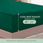 Elegant Comfort 1500 Premium Hotel Quality 18-24 Inches Deep - Extra Deep Pocket Single Fitted Sheet For High Mattress, Luxury And Softest, Smart Pocket - Wrinkle Free, Queen, Hunter Green