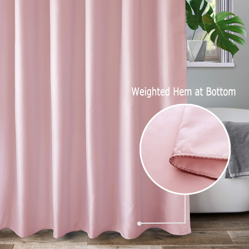 Aoohome Standard 72X72 Inch Shower Curtain Liner, Durable Polyester Solid Color Shower Curtain With Hooks, Weighted Hem, Water R