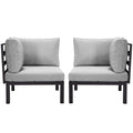Hamilton Aluminum Patio 2-Piece Corner Seat With Cushions in Light Grey