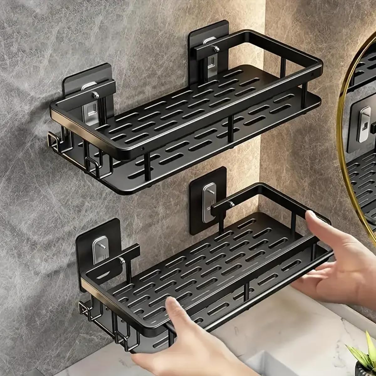 Korvix Self Adhesive Bathroom Shelf For Wall Shelf Organizer Wall Mounted Bathroom Shelves Rack Holder Stand For Bathroom Access