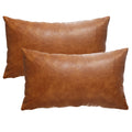 GEGELICA 12X20 Inch Brown Faux Leather Throw Pillow Covers Set of 2 Modern Farmhouse Solid Outdoor Lumbar Boho Cognac Pillow Cov