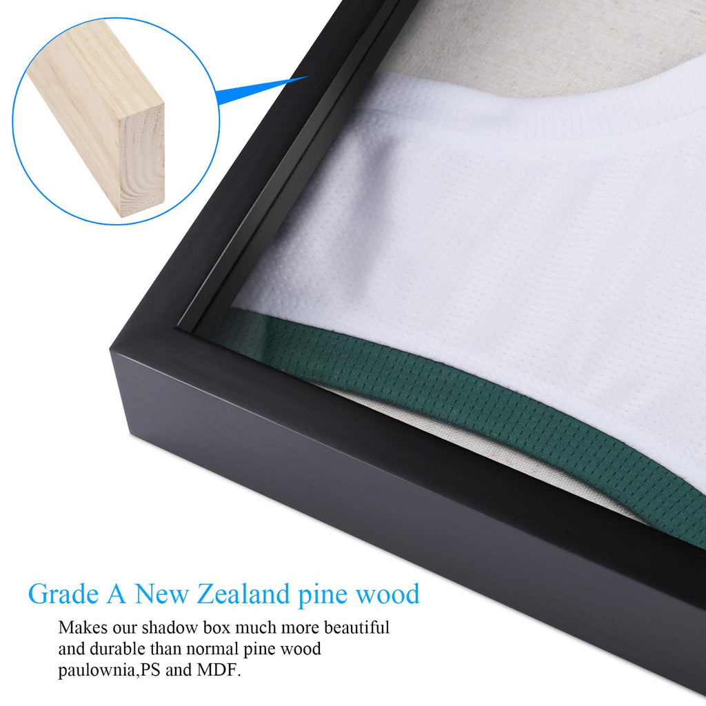 16X20 Large Shadow Box Frame, Jersey Frame Display Case With Grade A Natural Pine Wood Acrylic Front And Metal Hanger Shadowbox