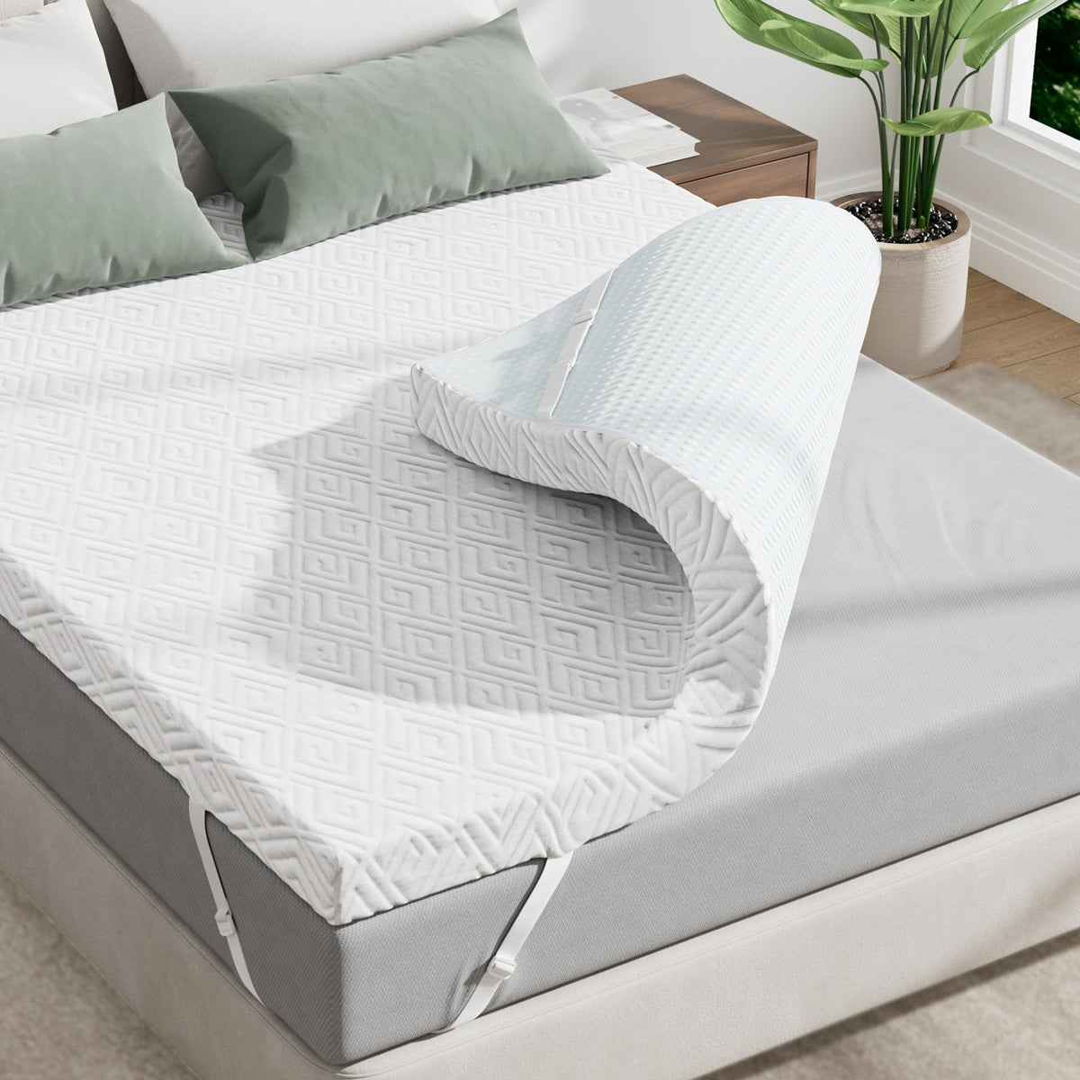 Zibroges Memory Foam Mattress Topper - 3 Inch Gel Mattress Pad For Pressure Relief, Premium Soft Cooling Sleep Bed Topper, Non-S