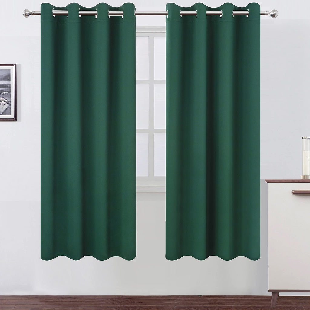 Lemomo Dark Green Thermal Blackout Curtains/52 X 72 Inch/Set Of 2 Panels Room Darkening Curtains For Bedroom