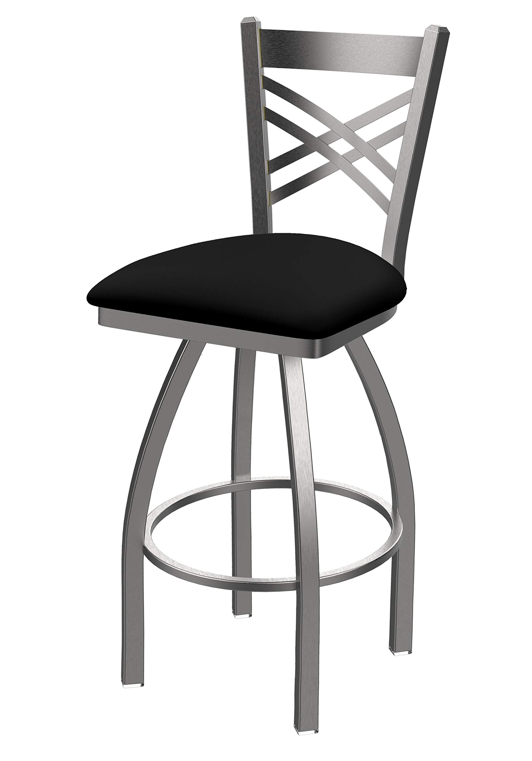 820 Catalina Stainless Steel 25 Swivel Counter Stool with Black Vinyl Seat