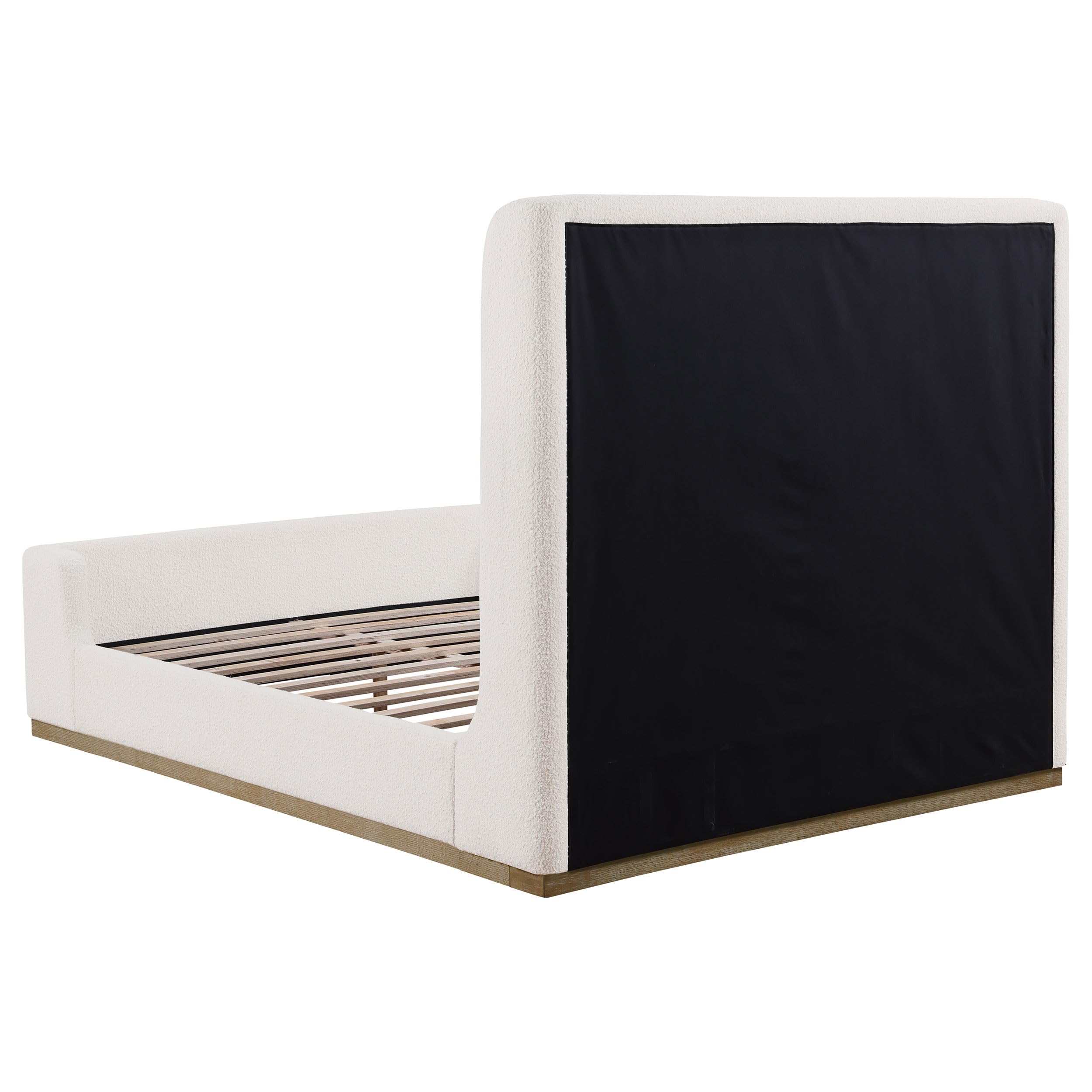 Coaster Home Furnishings Nala Contemporary Boucle Upholstered Queen Size Sleigh Bed Frame Platform Bed 57-inch Headboard Cream 302046Q