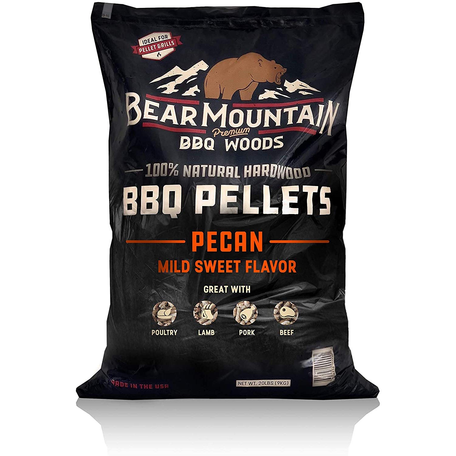 Bear Mountain Premium Bbq Woods 100% All-Natural Hardwood Pellets - Pecan (20 Lb. Bag) Perfect For Pellet Smokers, Or Any Outdoo