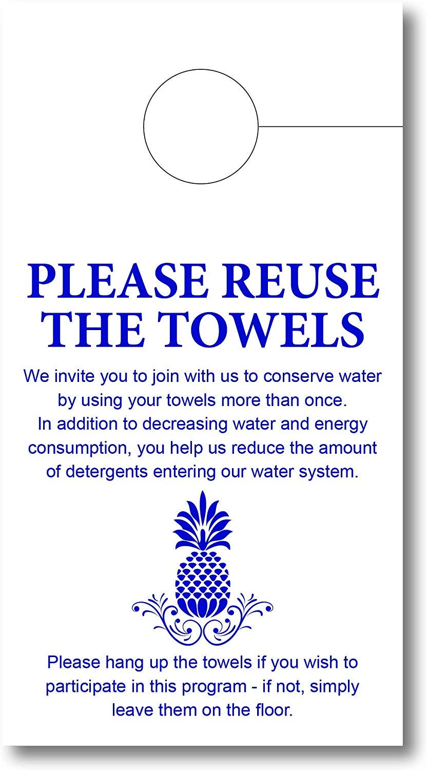 Towel Reuse Door Hanger, Card for Home, Office, Hotels and Hospitality (Pack of 250)