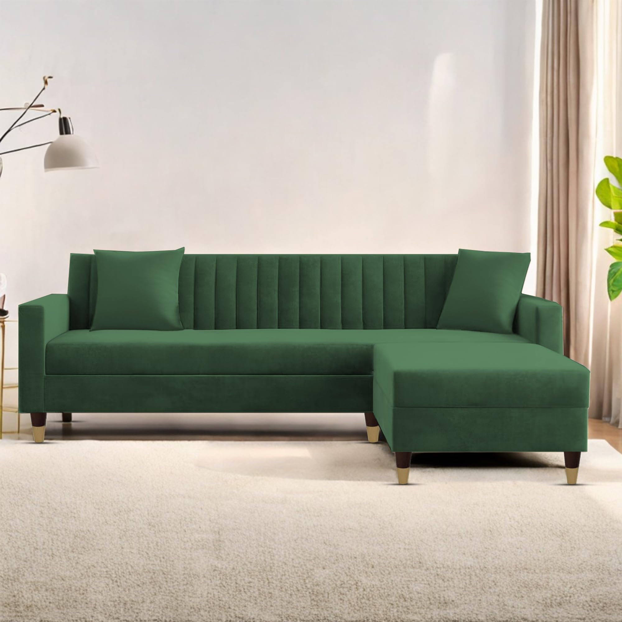 Casaliving Garcia 5 Seater L Shape Convertible Sofa Set For Living Room, 5 Seater & Ottoman Modular Sectional Couch For Small Sp