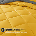Cosybay Bed In A Bag Full Reversible Comforter Sets 7Pcs All Season Down Alternative Bedding Sets Yellow And Grey With Comforter