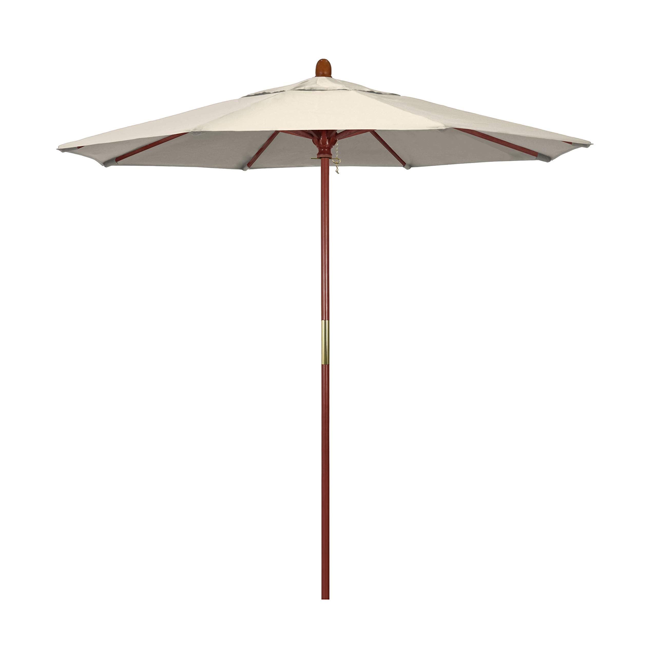 California Umbrella 7.5' Round Hardwood Frame Market Umbrella, Stainless Steel Hardware, Push Open, Olefin Antique Beige