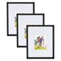 Kate and Laurel Calter Modern Wall Picture Frame Set, Black 16x20 matted to 8x10, Pack of 3