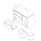 South Shore Cotton Candy 3-Drawer Dresser with Baskets Bleached Oak, Coastal