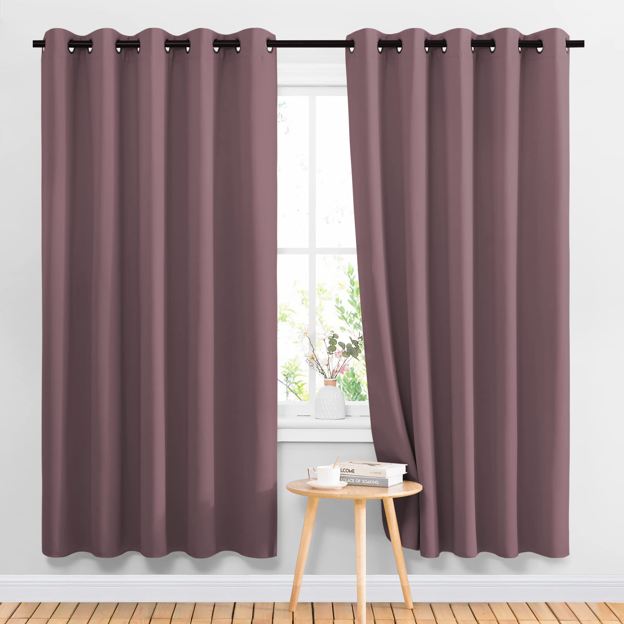 Nicetown Blackout Curtains Panels For Bedroom - Grommet Room Darkening Noise Reducing Thermal Insulated Solid Privacy Window Tre