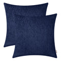 BRAWARM Chenille Throw Pillow Covers 22x22 Inches - Navy Blue Chenille Pillow Covers Pack of 2, Solid Dyed Soft Chenille Pillow 
