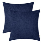 BRAWARM Chenille Throw Pillow Covers 22x22 Inches - Navy Blue Chenille Pillow Covers Pack of 2, Solid Dyed Soft Chenille Pillow 