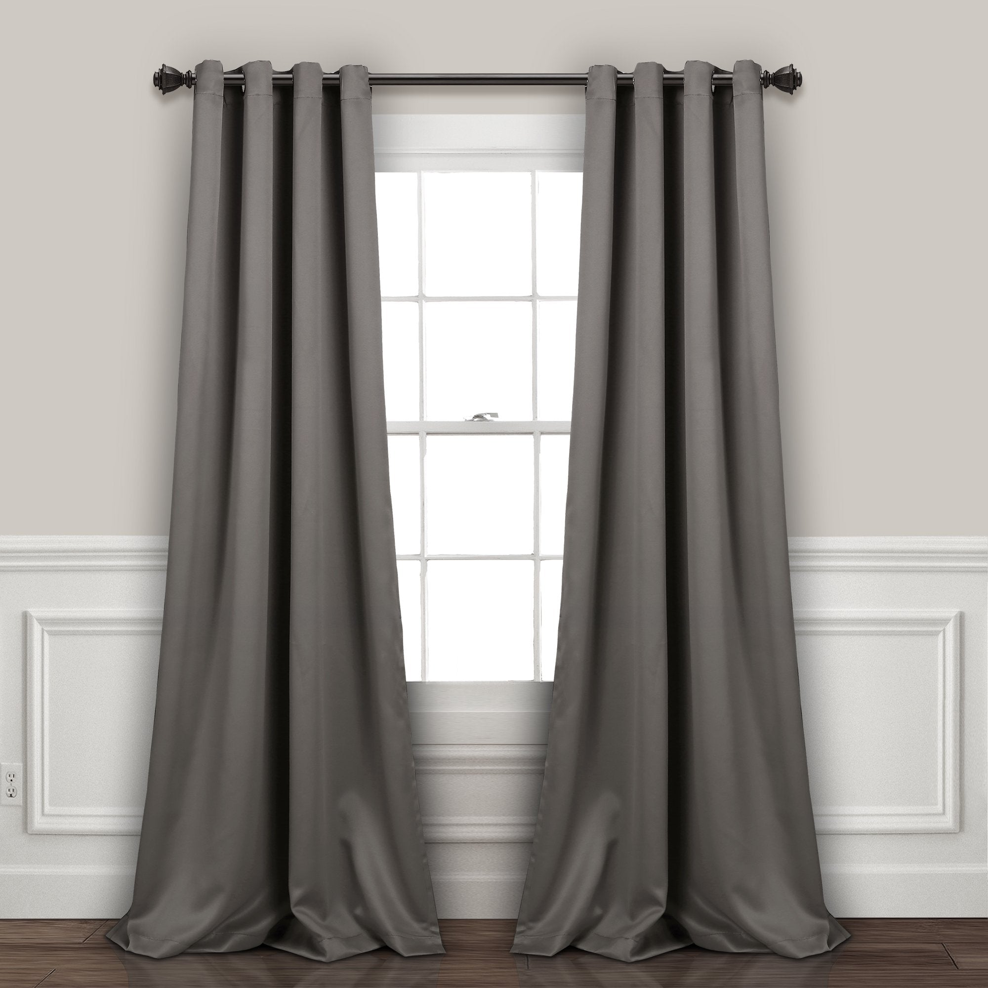 Lush Decor Insulated Grommet Blackout Window Curtain Panels, Pair, 52' W X 108' L, Dark Gray - Classic Modern Design - Chic Wi