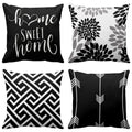 Emvency Set Of 4 Throw Pillow Covers Modern Abstract Geometry Black White And Grey Words Sweet Floral Arrow Decorative Pillow Ca