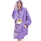 Aemilas Wearable Blanket Hoodie - Sherpa Blanket Sweatshirt As Gifts For Women Mom,Warm Plush Hooded Blanket With Giant Pocket(V