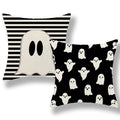 Yxuiyal Halloween Pillow Covers 18X18 Set Of 2 Cute Black Stripes Ghost Decorative Throw Pillow Covers Halloween Pillow Covers F