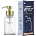 MaisoNovo Glass Foaming Hand Soap Dispenser | Gold Foaming Soap Dispenser Clear Bottle Gold Pump x 1 w/Labels