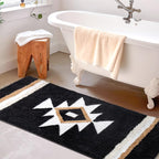 Tanvill Boho Bathroom Rugs Runner Black Aztec Bath Mat Non Slip Long Bath Rug Soft Absorbent Microfibe Large Floor Mat For Bathr