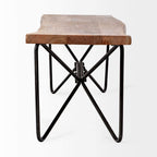 HomeRoots Rectangular Acacia Wood/Brown Finish Iron Base Dining Bench