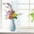 Unbreakable Vase For Flowers, Ceramic Look Plastic Vase For Home Decor, Living Room, Table (Seashell Blue)