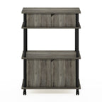 Furinno Turn-N-Tube Kitchen Storage Cart with Cabinet and Lockable Wheels, French Oak Grey/Black