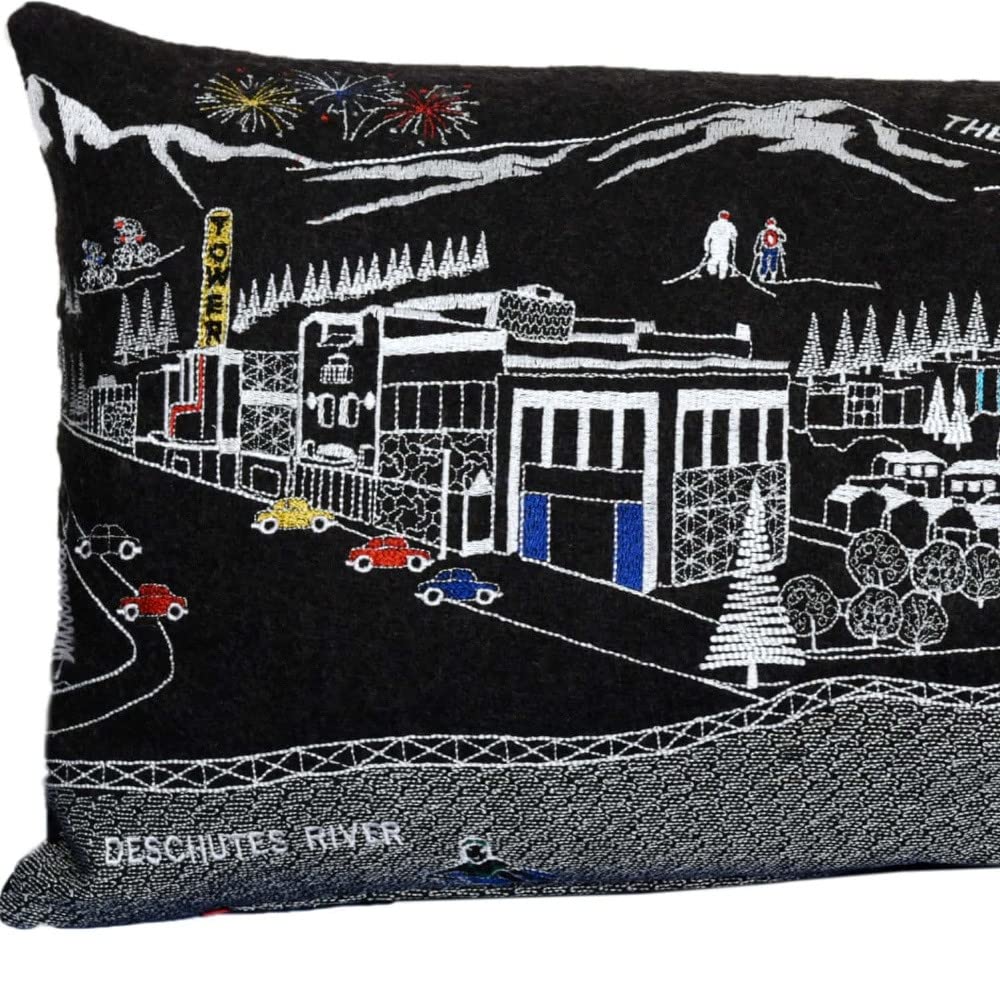HomeRoots Grey 35' Black Bend Nighttime Skyline Lumbar Decorative Pillow